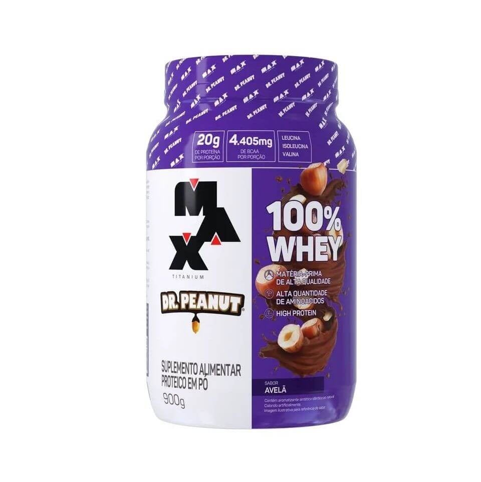 100% Whey Max Titanium x Dr. Peanut (900g) - Avelã Max Titanium