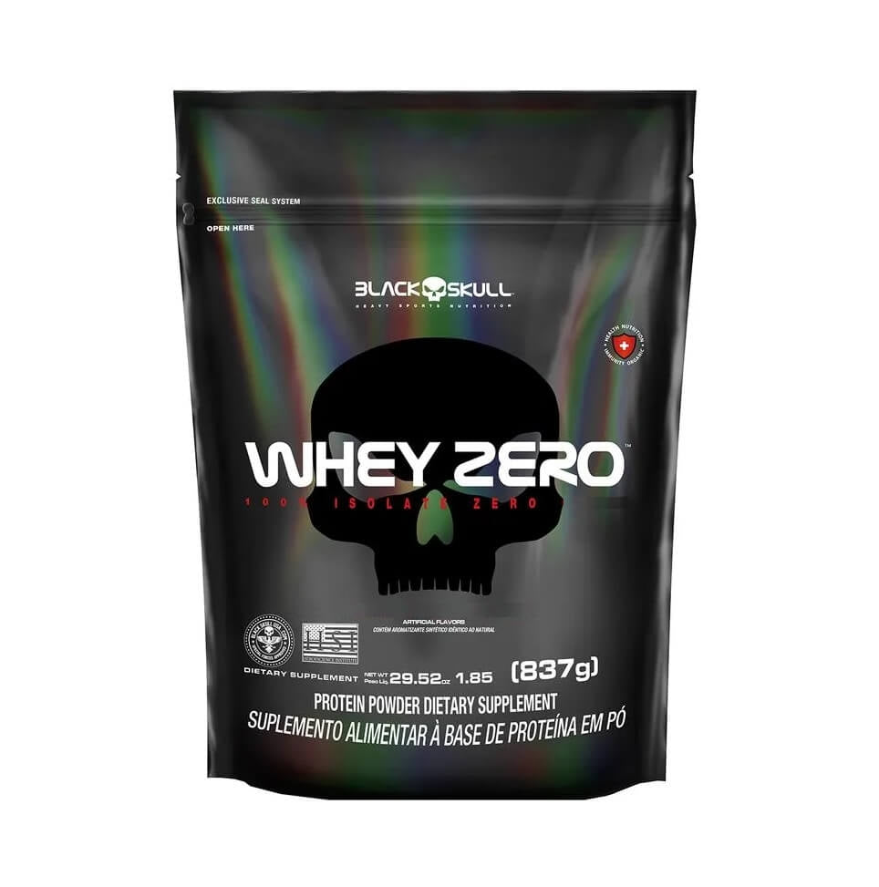 Whey Zero Refil (837g) - Sabor Morango - Black Skull