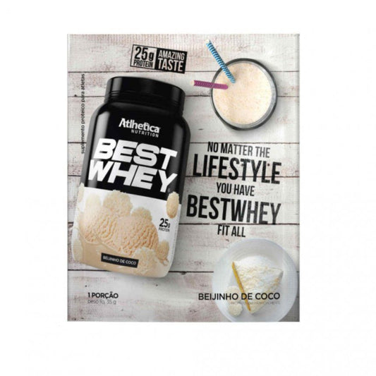 Whey Protein sachê com 35g - Sabor de Beijinho de Coco - Best Whey da Atlhetica Nutrition