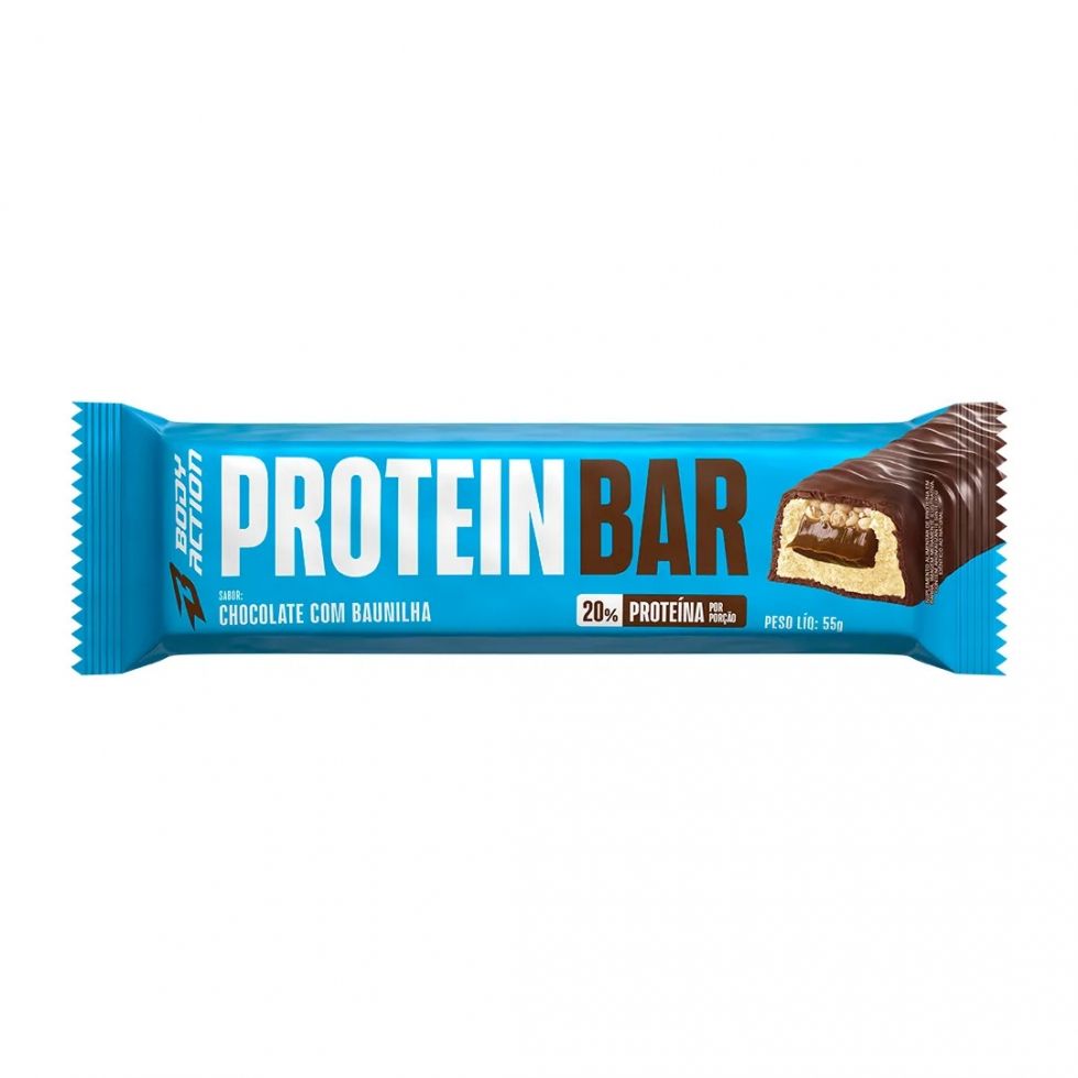 Barra de Proteína (55g) - Sabor de Chocolate Branco c/ Morango - Body Action