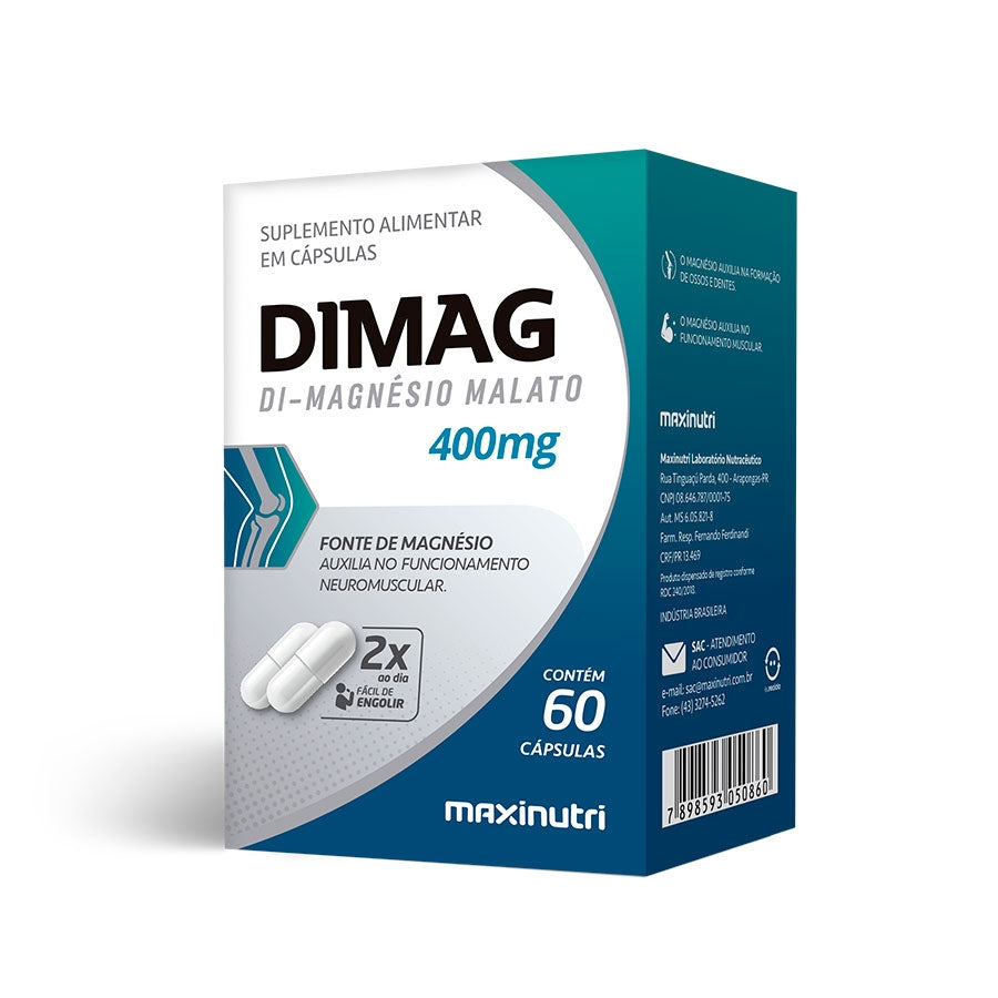 Dimag Di-Magnésio Malato 400mg (60 caps) MaxiNutri