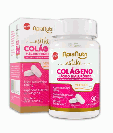 Estiki Colágeno + Ácido Hialurônico (90 comp) Apisnutri