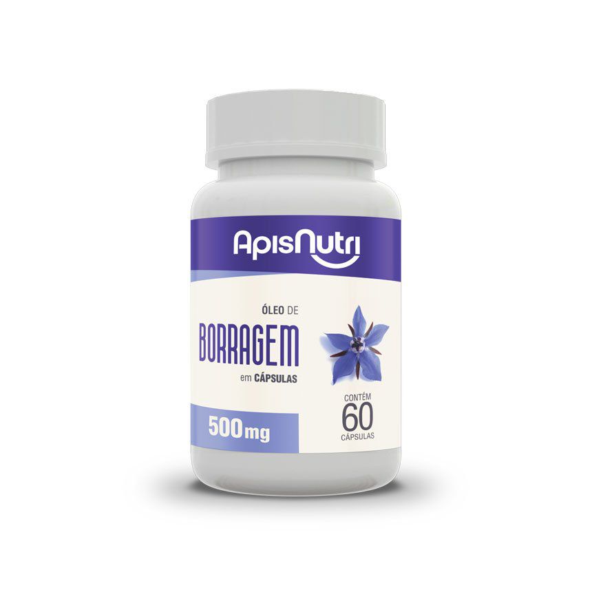 Óleo de Borragem 500mg (60 caps) Apisnutri